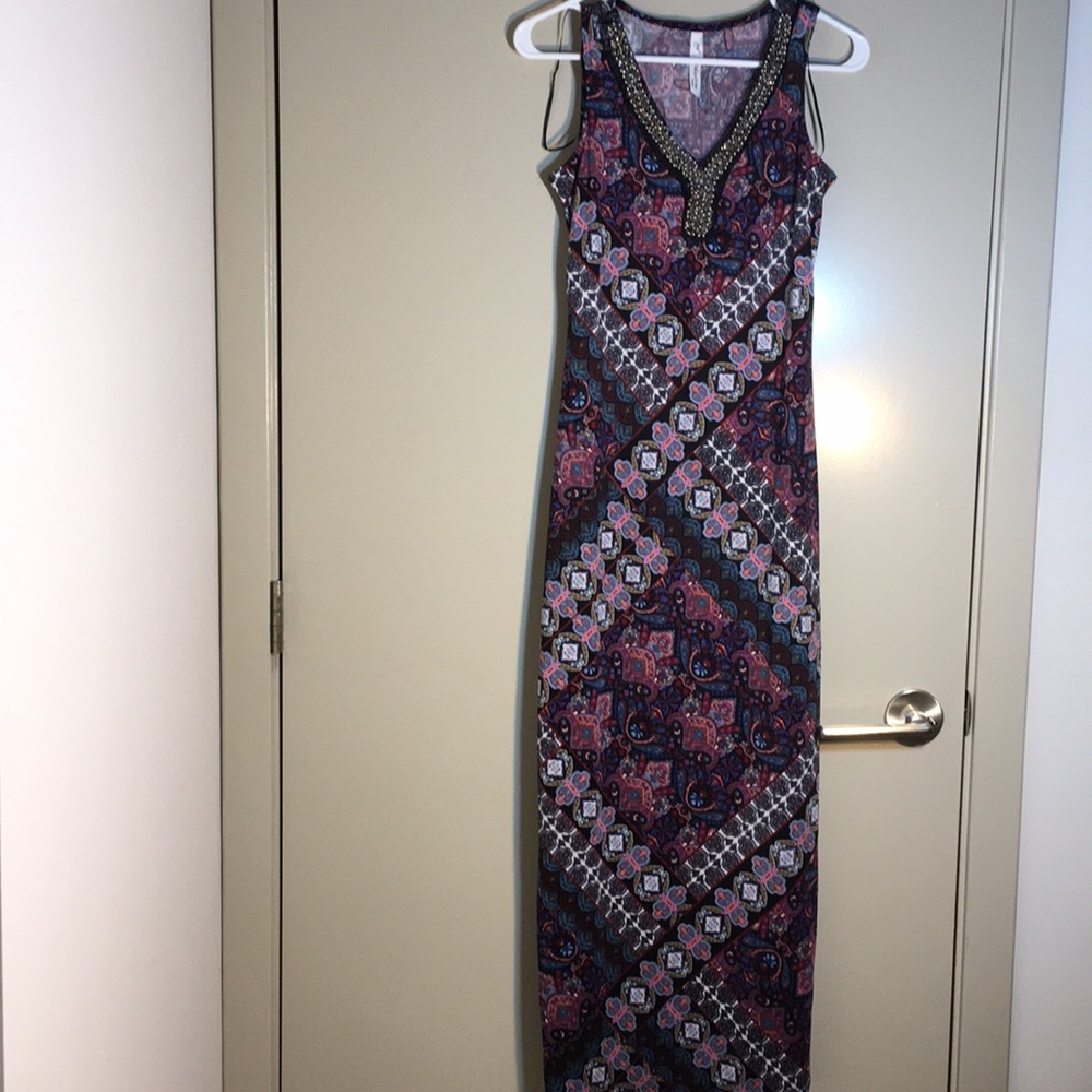 NY collections Ikat petite embellished maxi dress New